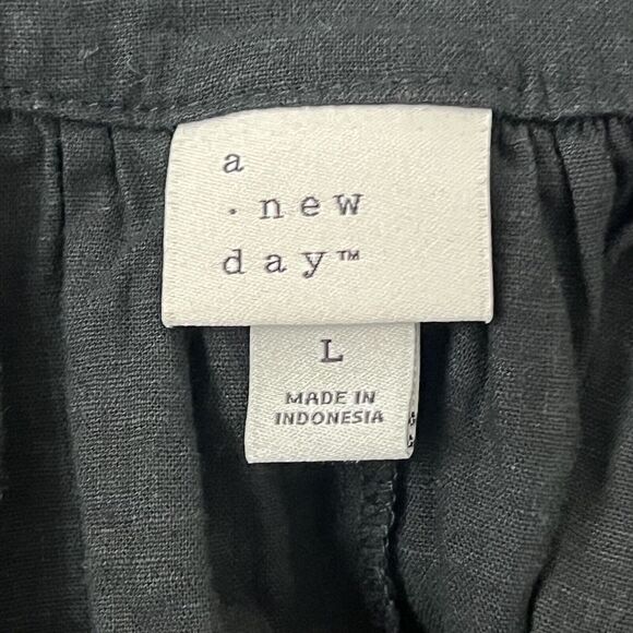 A New Day Womens Size L Black Linen Blend Boho Tunic Top - Picture 4 of 4